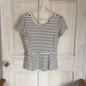Black and white stripes peplum top